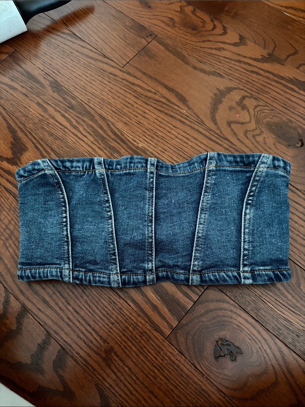 Garage Denim Blue Strapless Crop Top